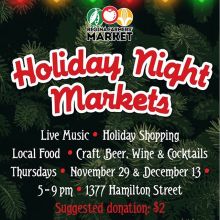 Join the Regina Farmers' Market Cooperative for TWO festive evenings of holiday shopping combined with local food, drinks, & live music!

Sip a local cocktail and shop the best in Saskatchewan-made food, beverage, art, & craft! And don't forget to bring a